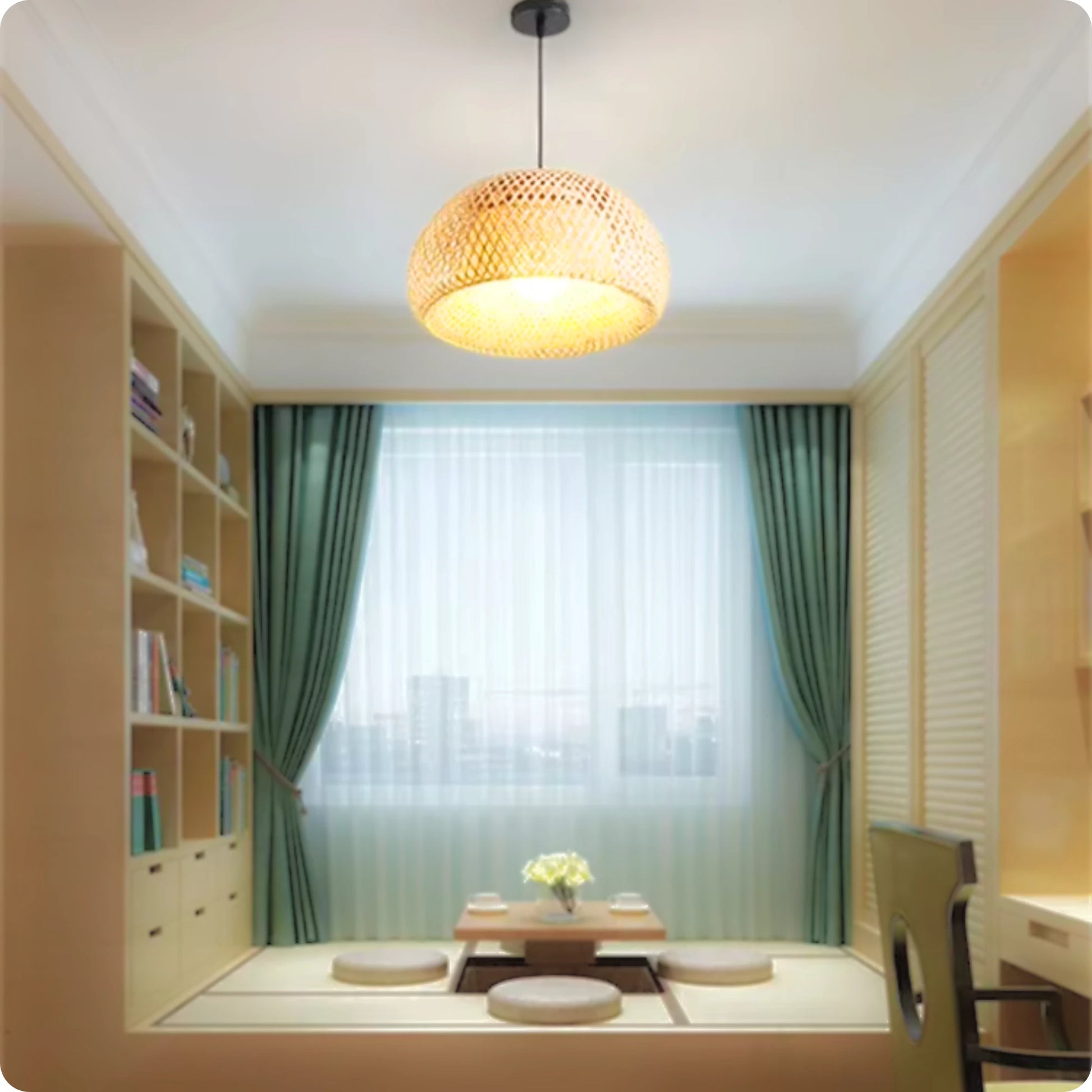 Plafonnier Bambou Tressé Main | Style Japonais Rétro - PlafonnierDeco