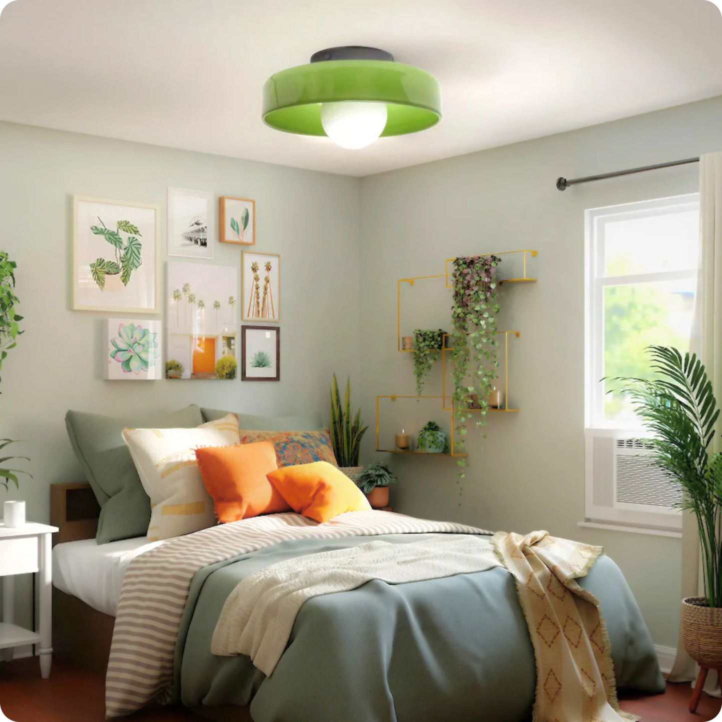 Plafonnier en verre laiteux vert moderne – Lumière LED élégante - PlafonnierDeco