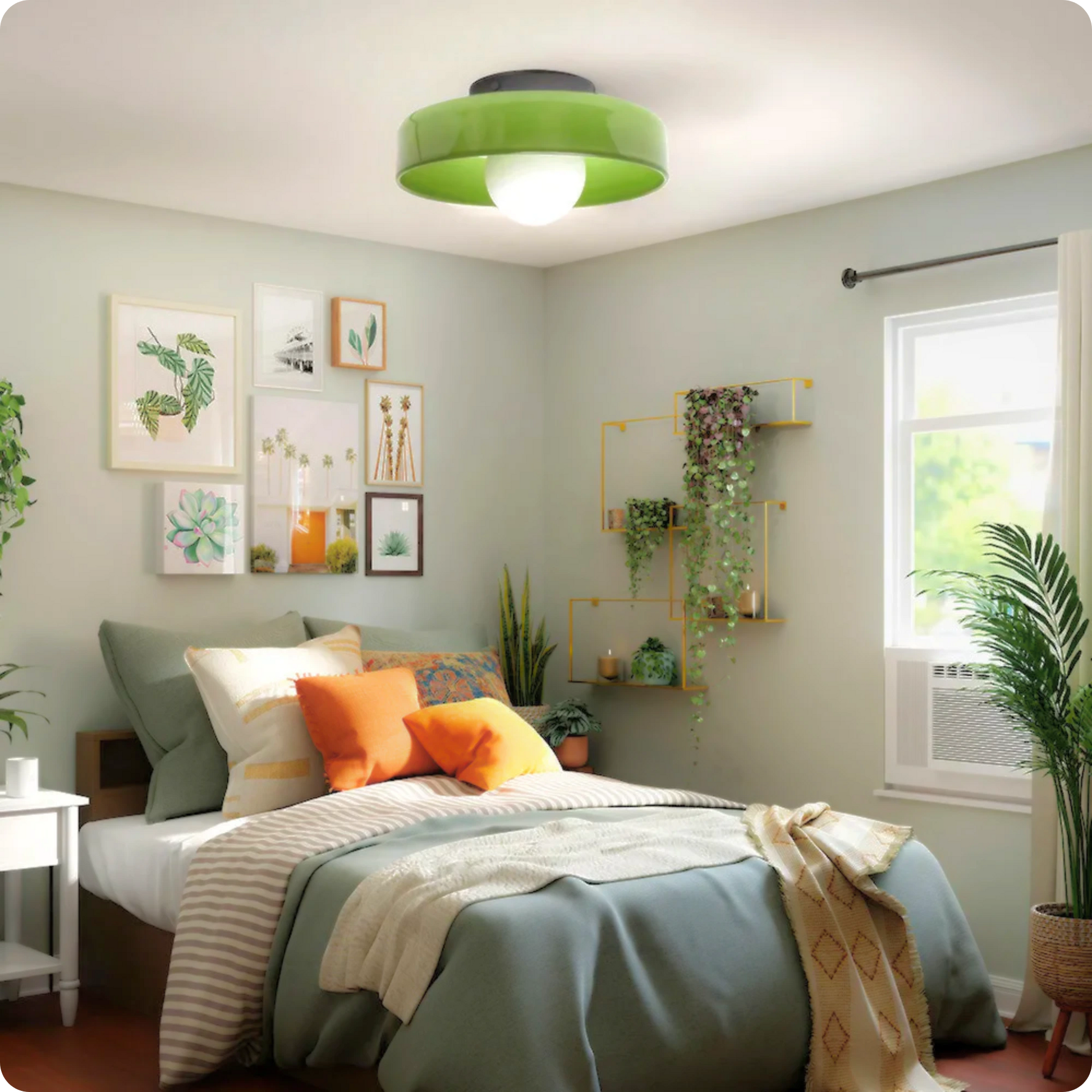 Plafonnier en verre laiteux vert moderne – Lumière LED élégante - PlafonnierDeco