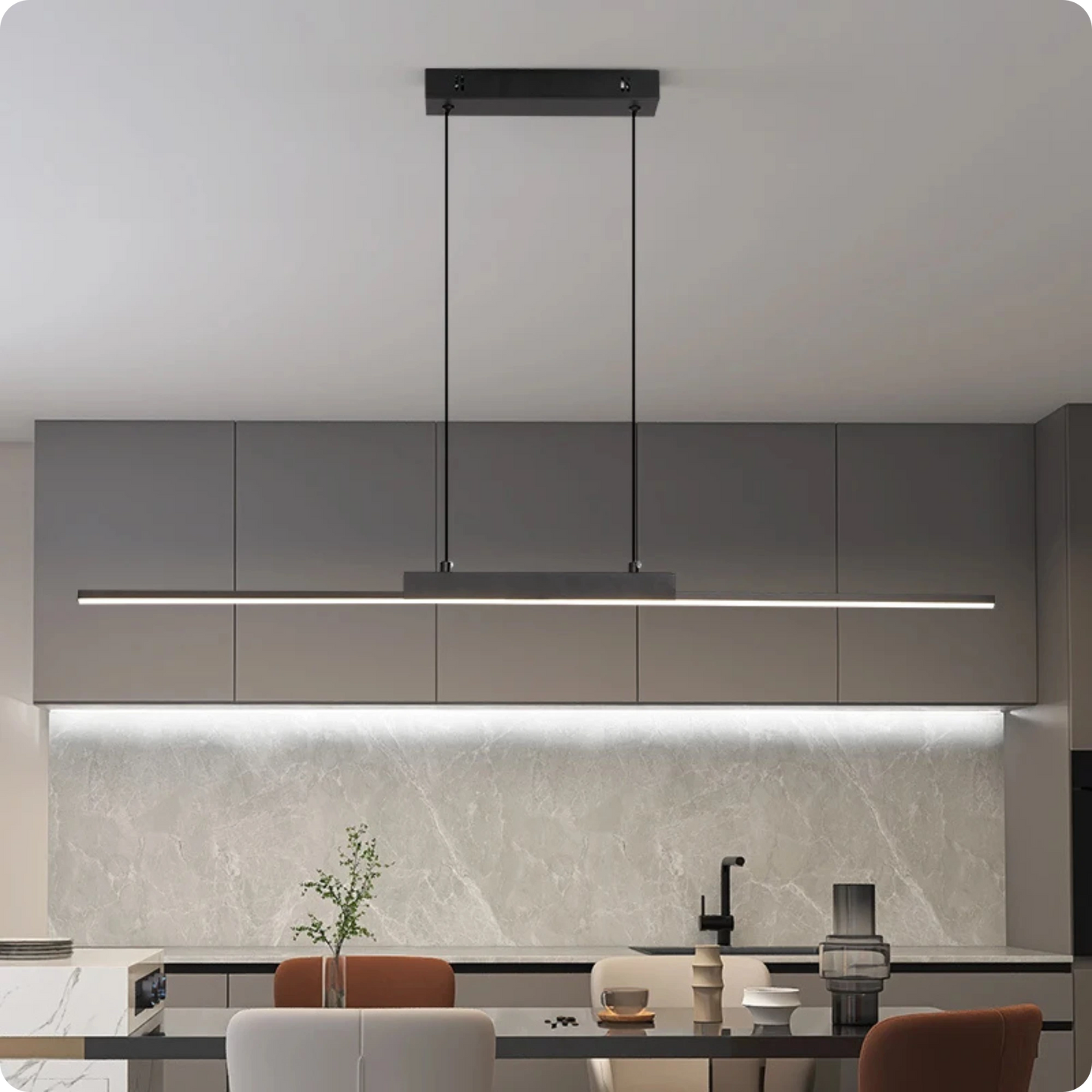 Plafonnier Allongé Noir Aluminium LED Intérieur Moderne 26W - PlafonnierDeco