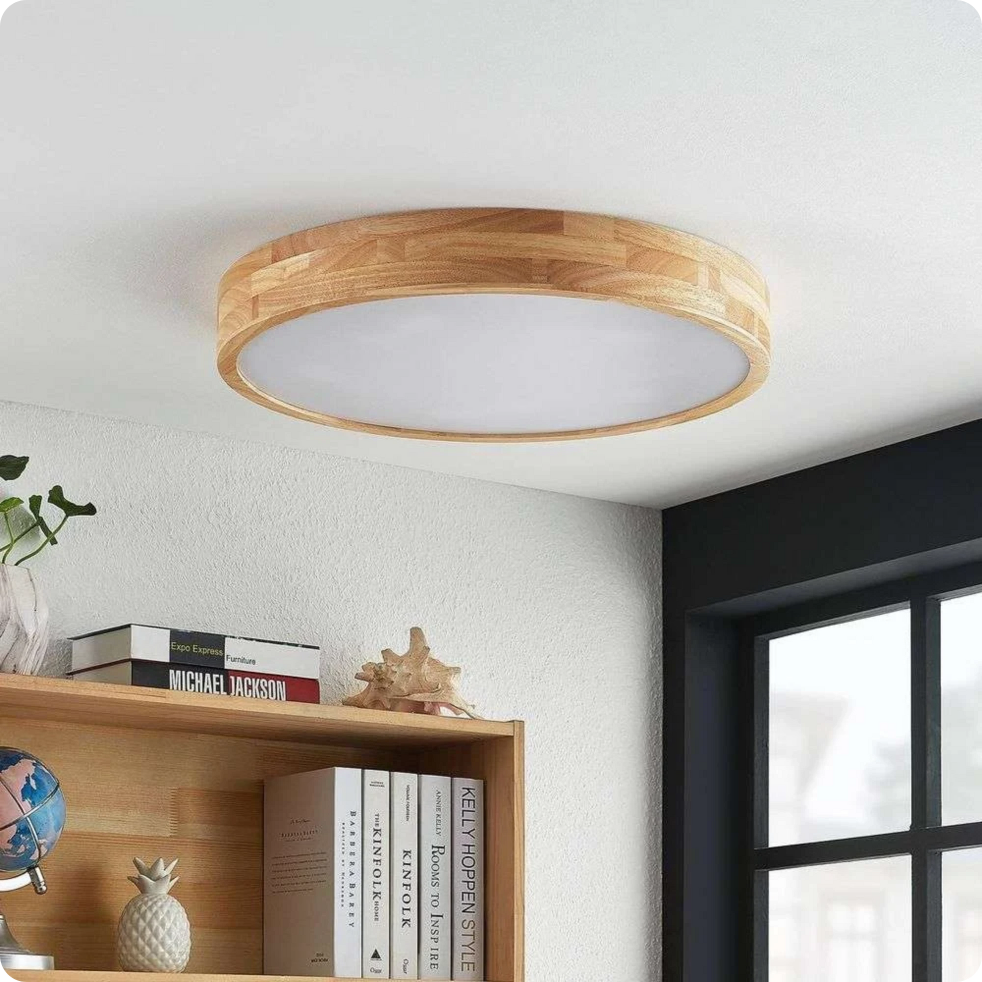 Plafonnier Rond Finition Bois LED | Températures de Couleur Ajustables - PlafonnierDeco