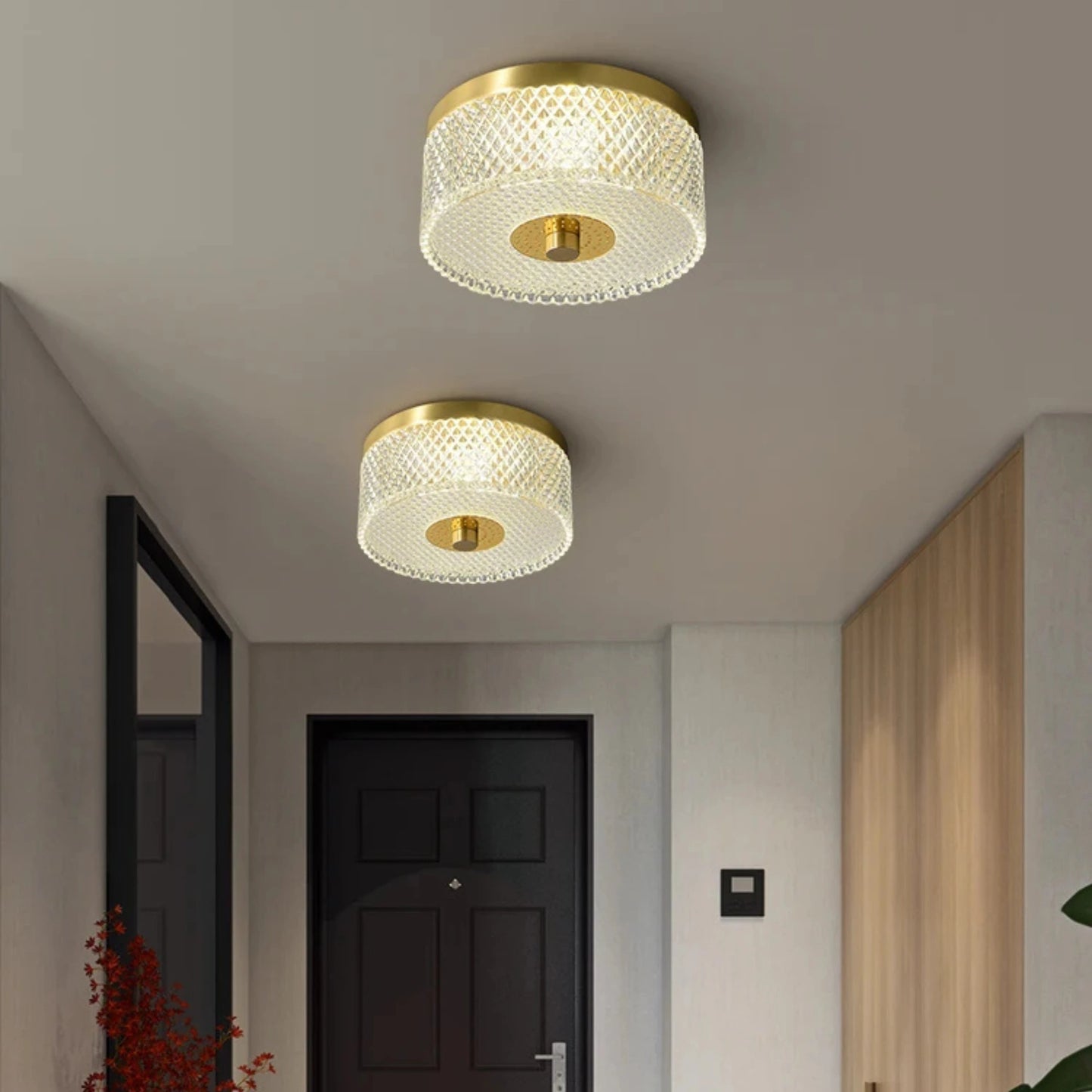 Plafonnier moderne en cuivre rond avec éclairage LED poli pour chambre - PlafonnierDeco