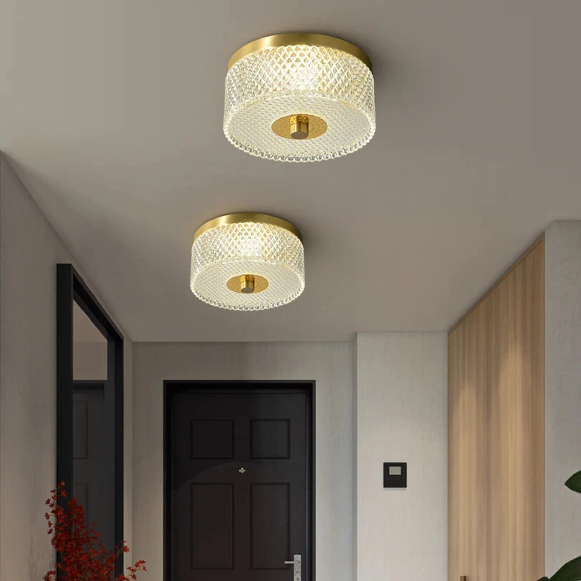 Plafonnier moderne en cuivre rond avec éclairage LED poli pour chambre - PlafonnierDeco