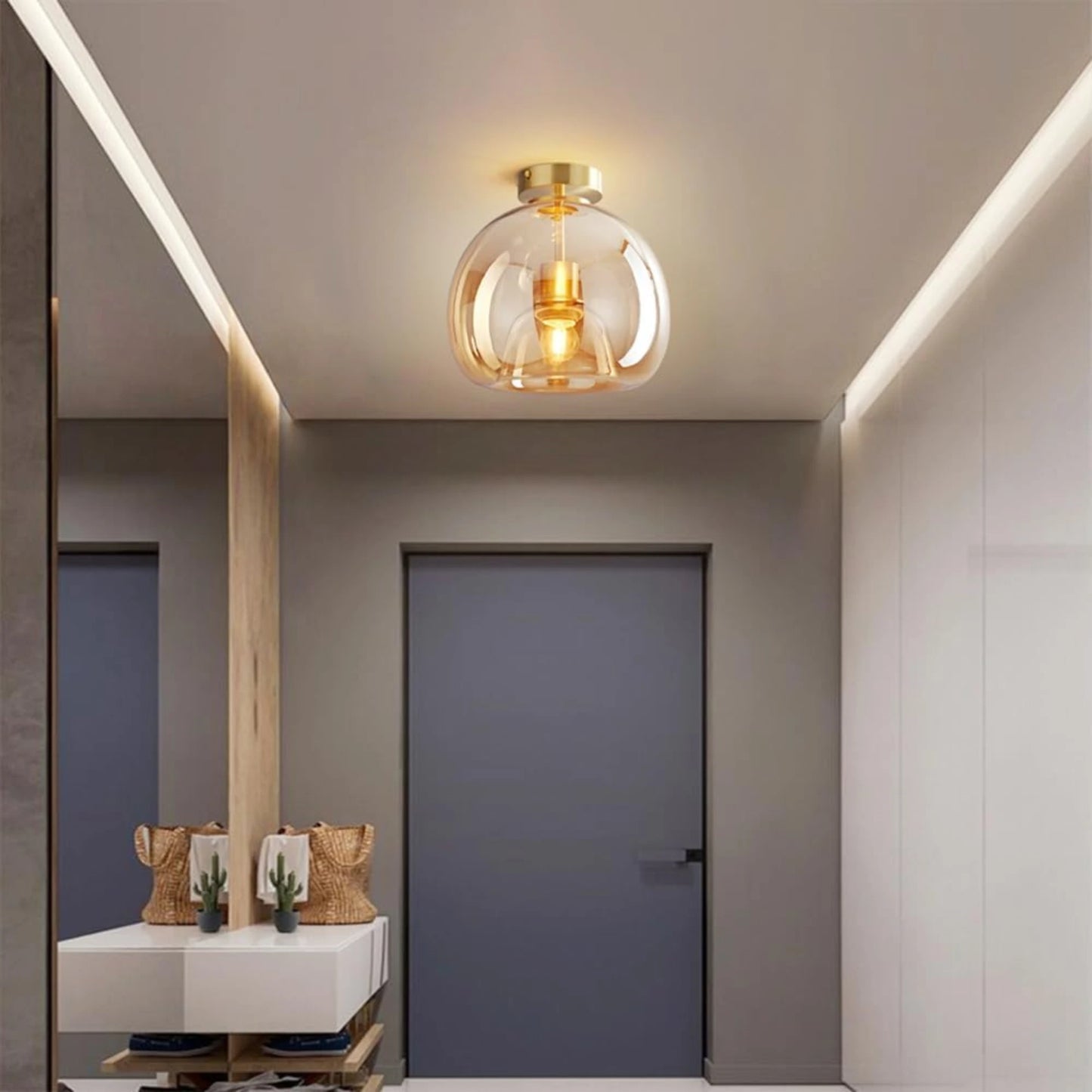 Plafonnier moderne en verre avec LED et ampoule E27 pour style nordique - PlafonnierDeco