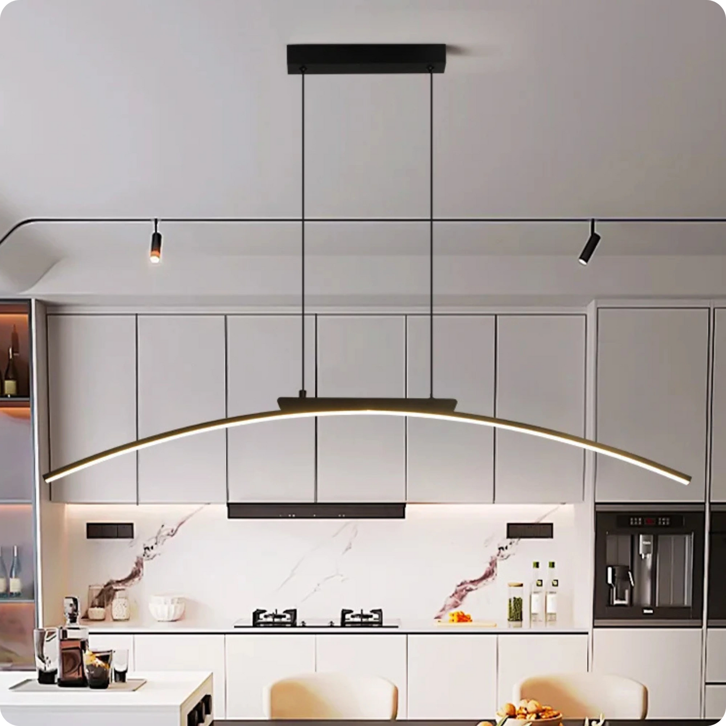 Plafonnier Moderne Arc Courbé en Fer Forgé LED - PlafonnierDeco