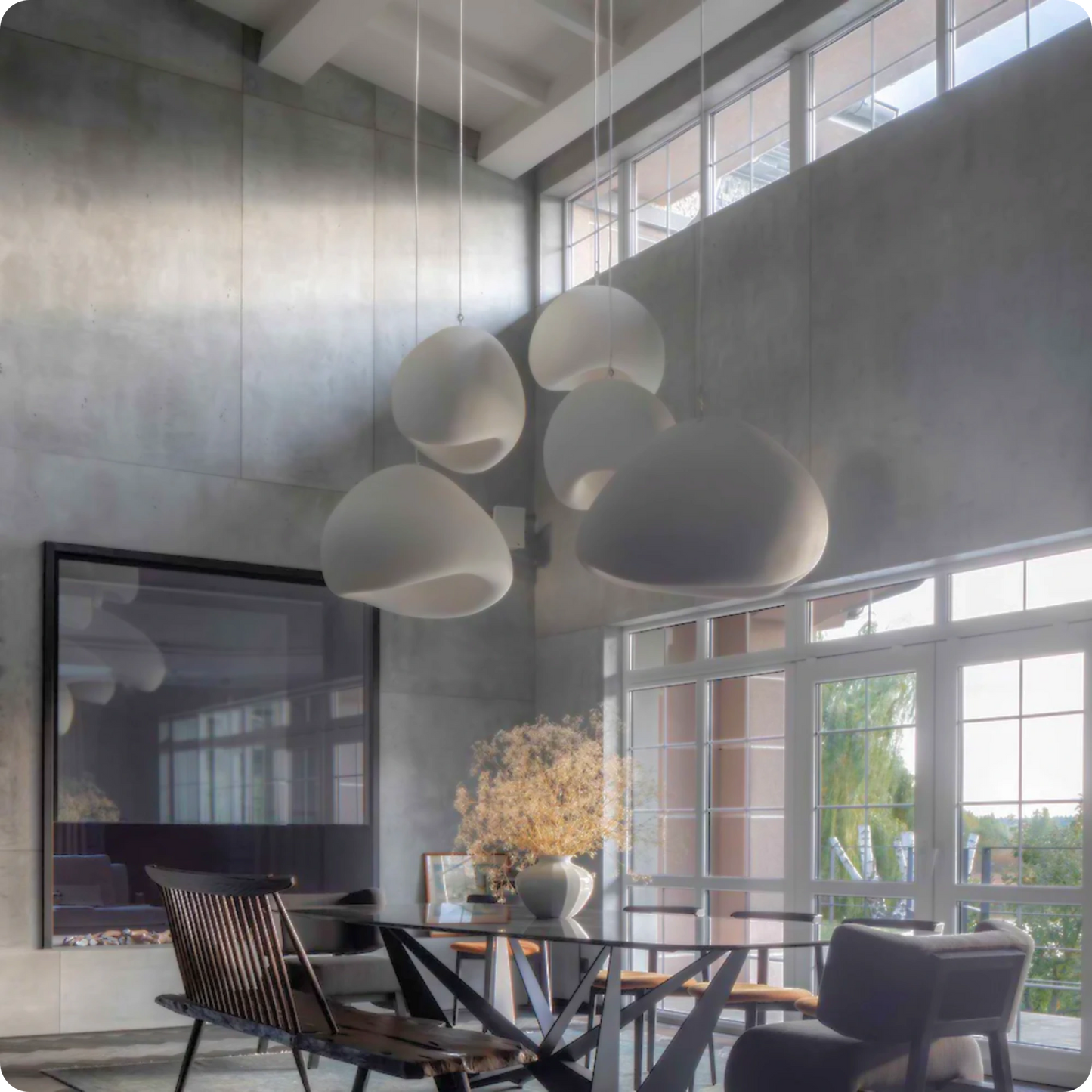 Plafonnier Moderne LED – Suspension E27 en Fer Peint Blanc Élégant - PlafonnierDeco