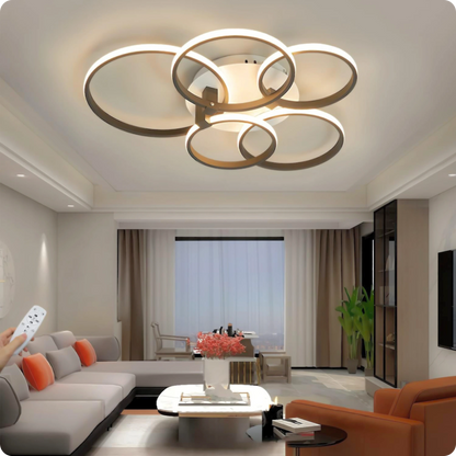 Plafonnier Design LED Anneaux Superposés Noir avec Télécommande APP - PlafonnierDeco