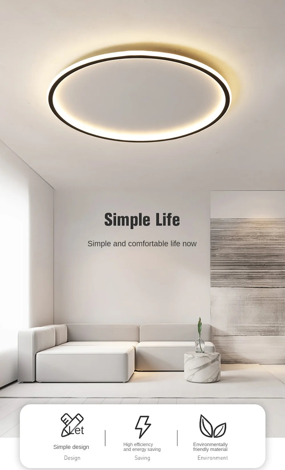 Plafonnier Circulaire Minimaliste LED Dimmable Rond