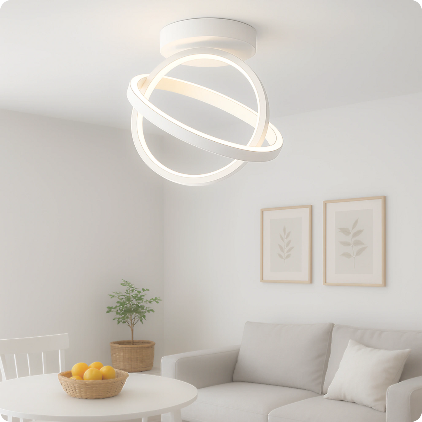 Plafonnier Style Contemporain LED Double Anneaux