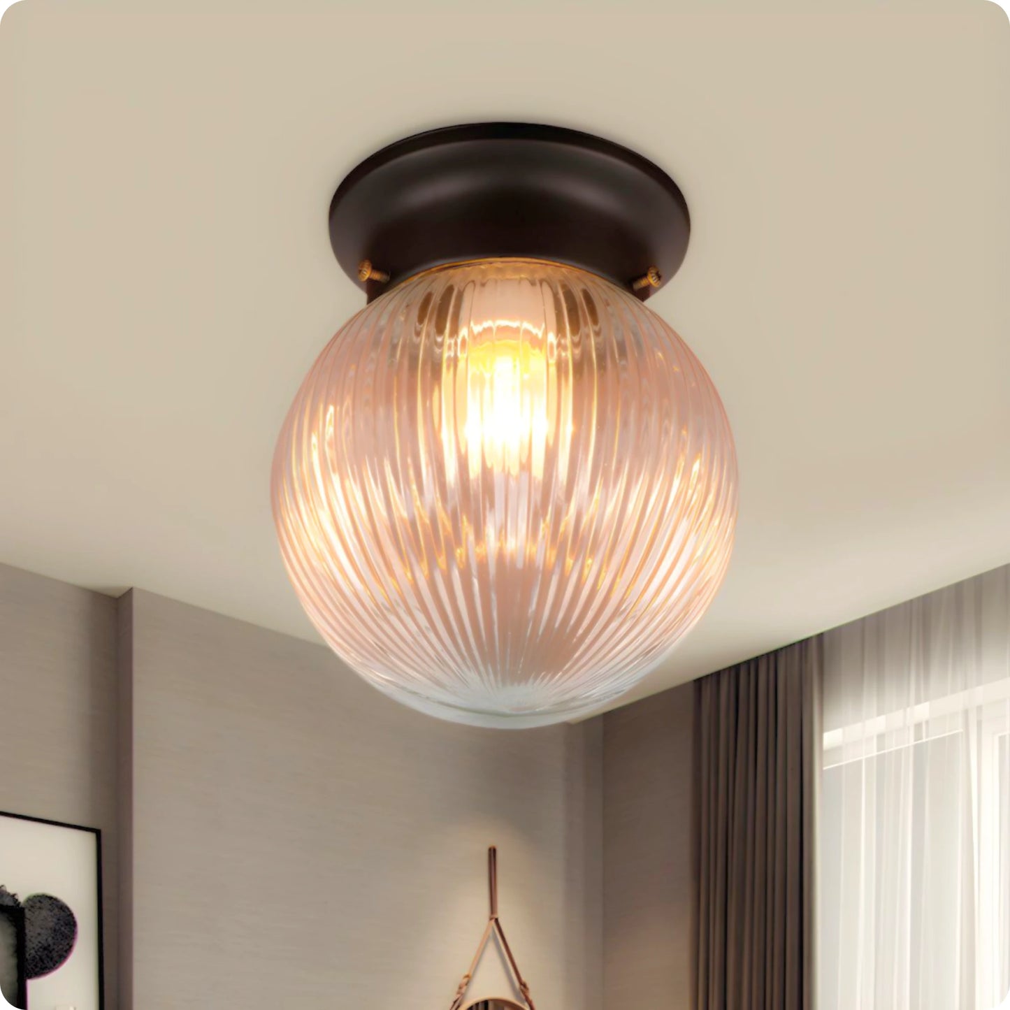 Plafonnier vintage en verre brossé avec éclairage LED pour intérieur chic - PlafonnierDeco