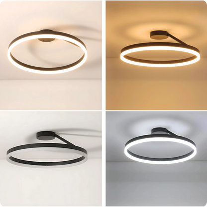 Plafonnier Design LED Anneau Noir Minimaliste à Intensité Réglable - PlafonnierDeco