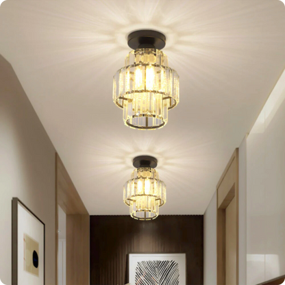 Plafonnier en verre et cristal poli avec éclat décoratif - PlafonnierDeco