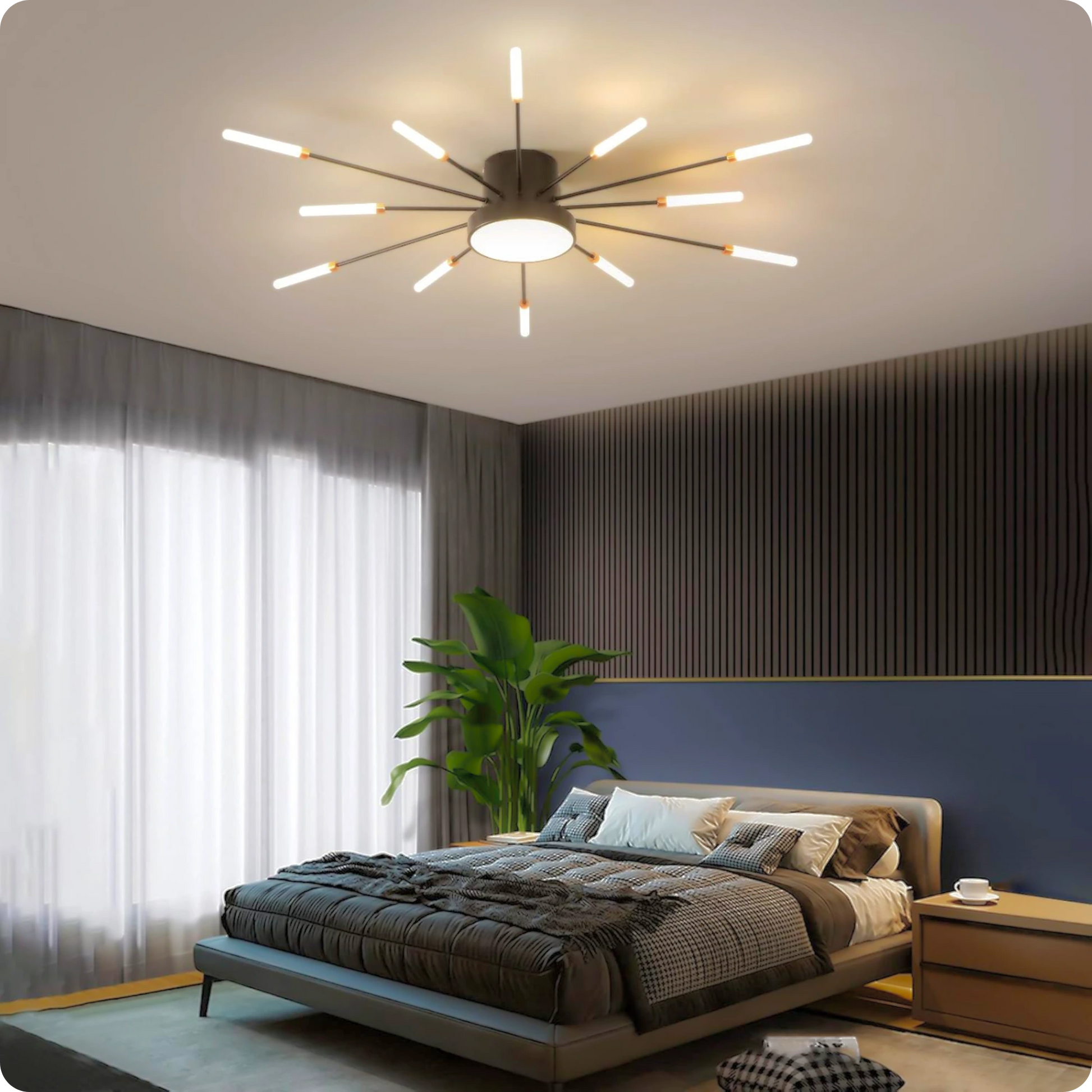 Plafonnier LED Noir Spirale Artificielle Acrylique Dimmable avec 12 Lumières Neutres - PlafonnierDeco