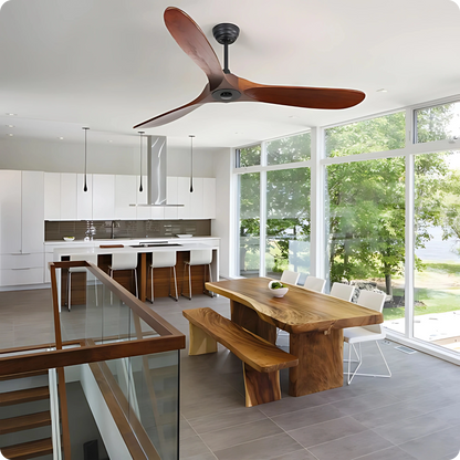 Plafonnier Ventilateur Design Grand Format Bois à Télécommande - PlafonnierDeco
