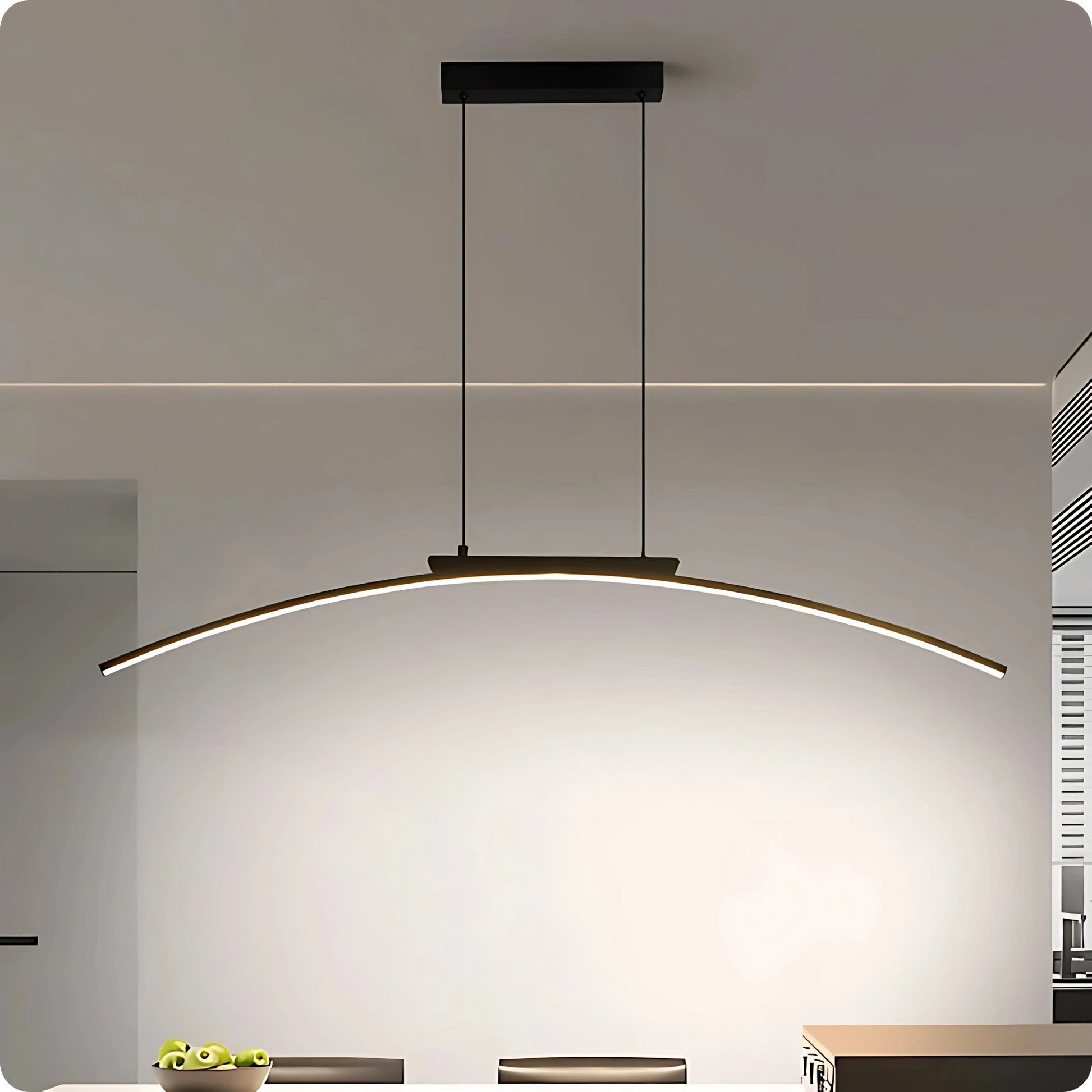 Plafonnier Moderne Arc Courbé en Fer Forgé LED - PlafonnierDeco