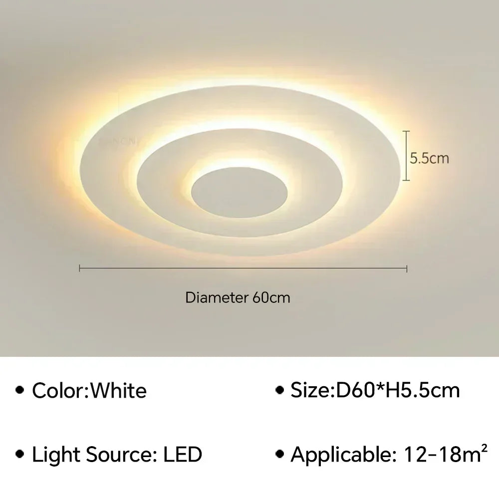 Plafonnier LED Moderne Blanc Acrylique Grande Surface | Style Nordique