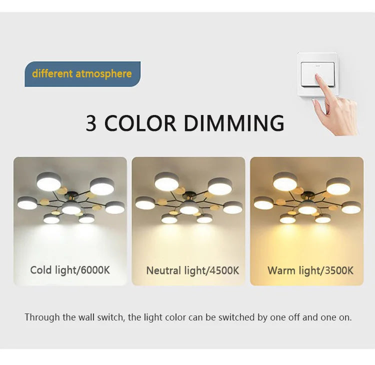 Plafonnier Moderne Design 5 Bras LED | Lumière à 3 Couleurs