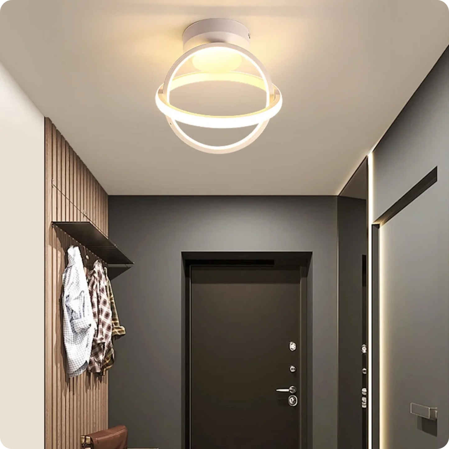 Plafonnier Style Contemporain LED Double Anneaux