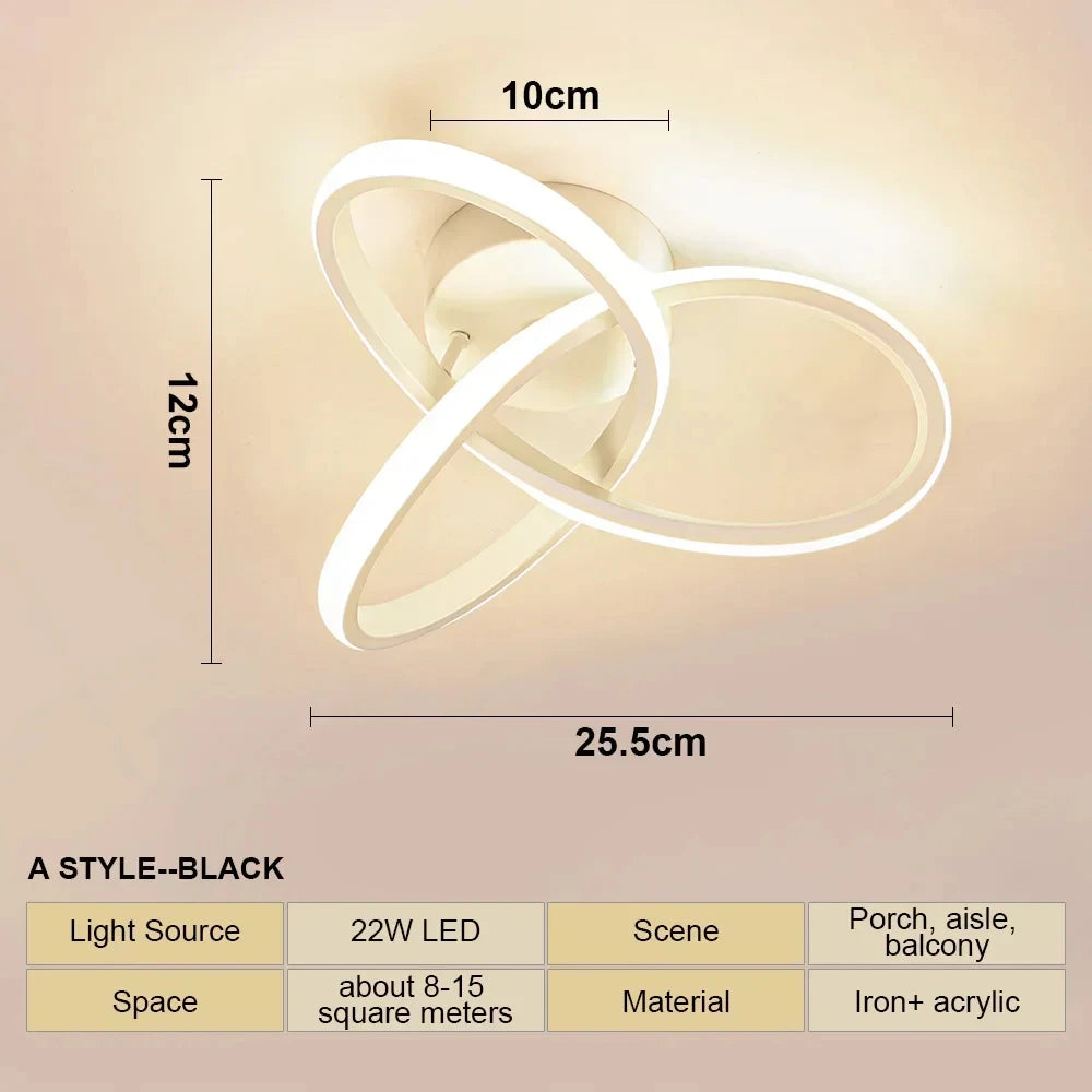 Plafonnier LED Moderne Blanc Métal Acrylique Compact