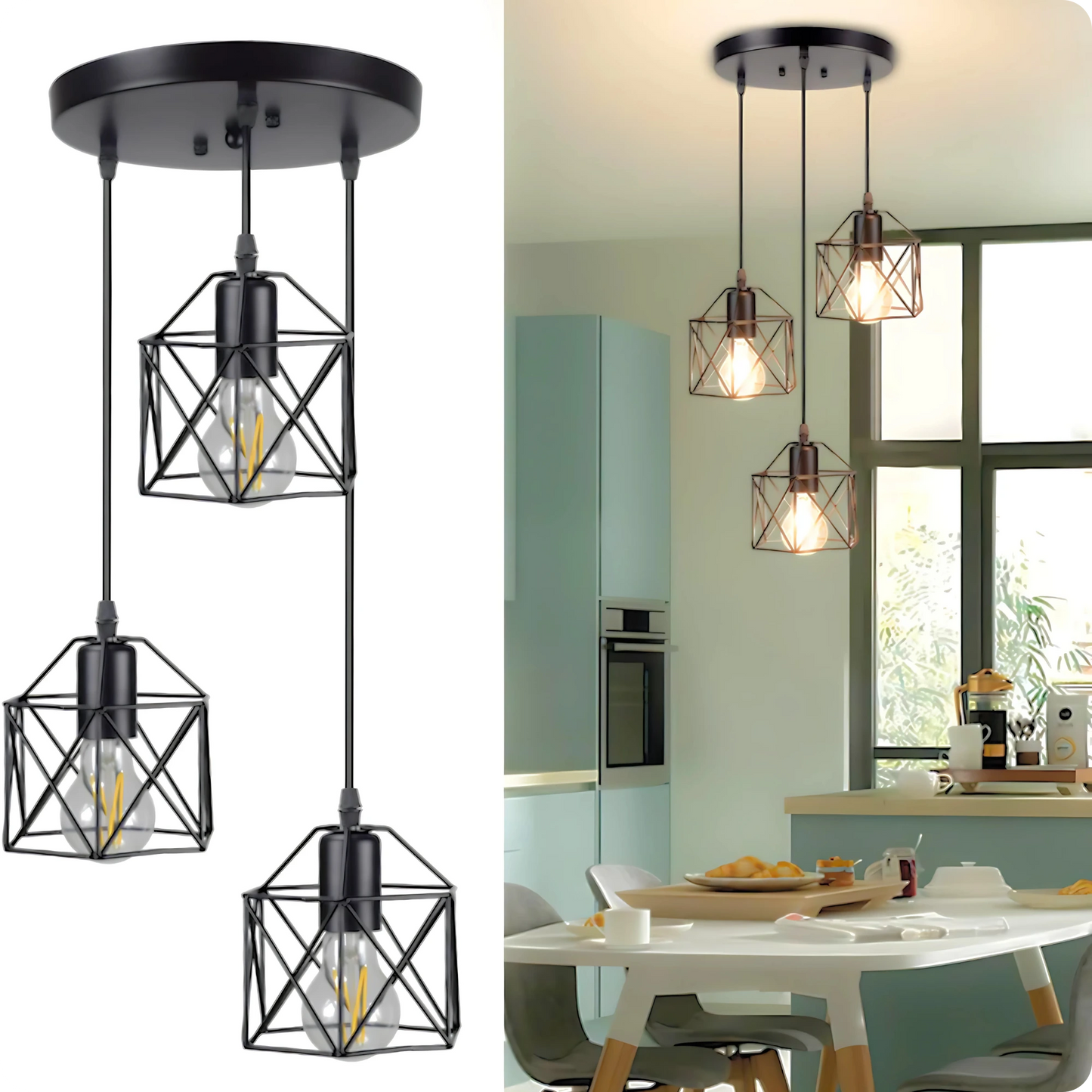 Plafonnier Vintage 3 Têtes Abat-jour | Style Industriel - PlafonnierDeco