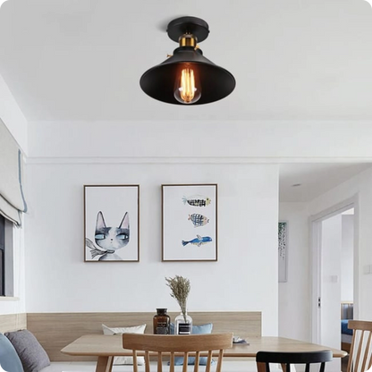 Plafonnier métal noir en forme de diamant pour éclairage vintage - PlafonnierDeco