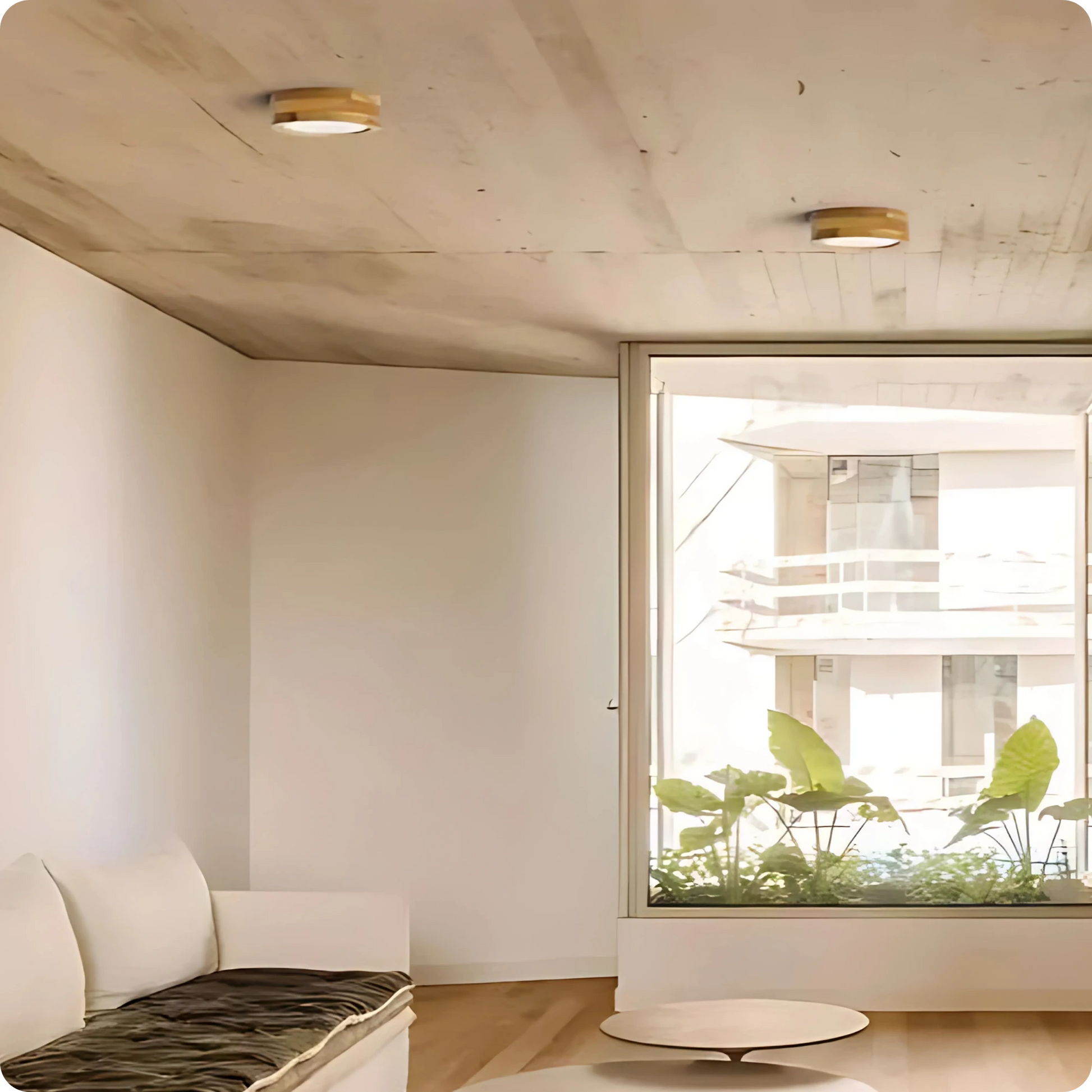 Plafonnier LED Bois Naturel - Design Rond Style Japonais - PlafonnierDeco