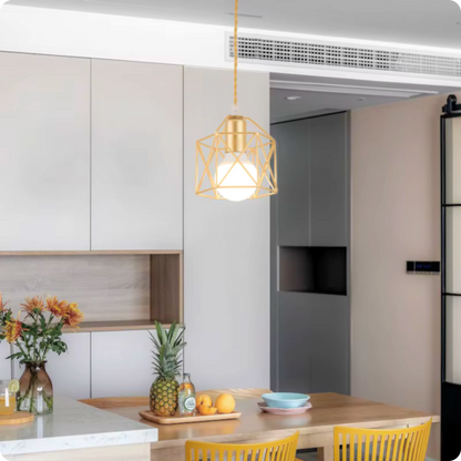 Plafonnier Style Suspension E27 Cage Minimaliste - PlafonnierDeco