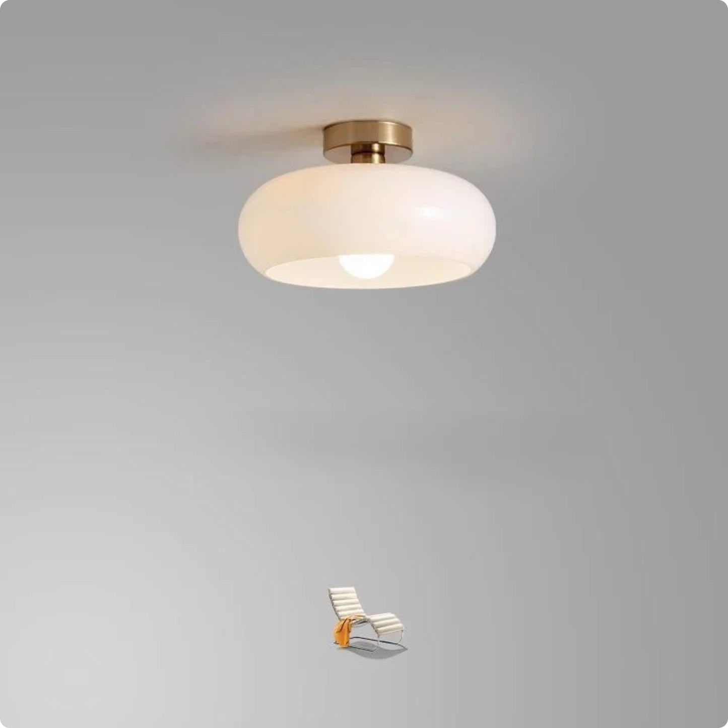 Plafonnier design en verre soufflé orange et blanc avec éclairage LED doux - PlafonnierDeco