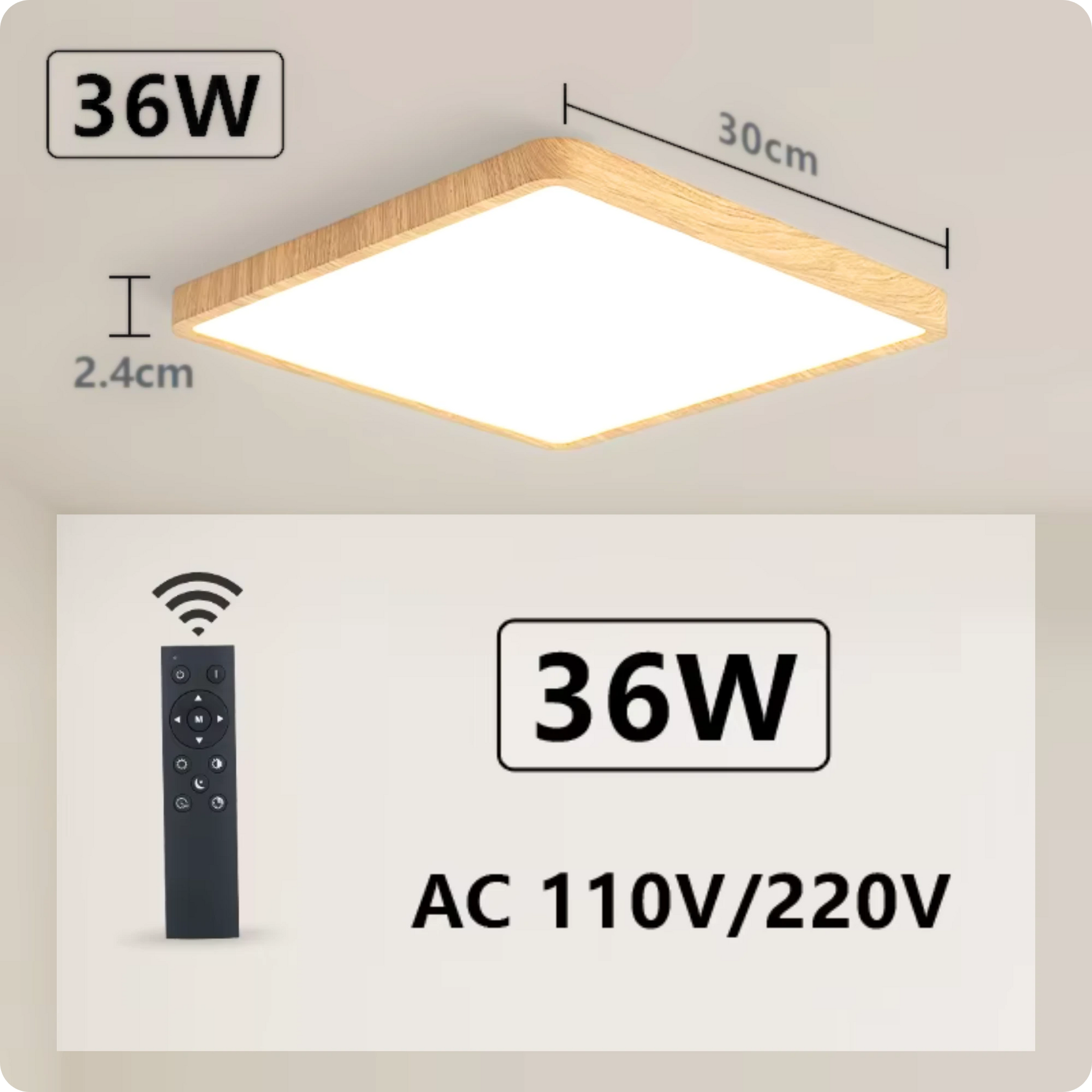 Plafonnier LED Smart Carré | Style Bois - PlafonnierDeco