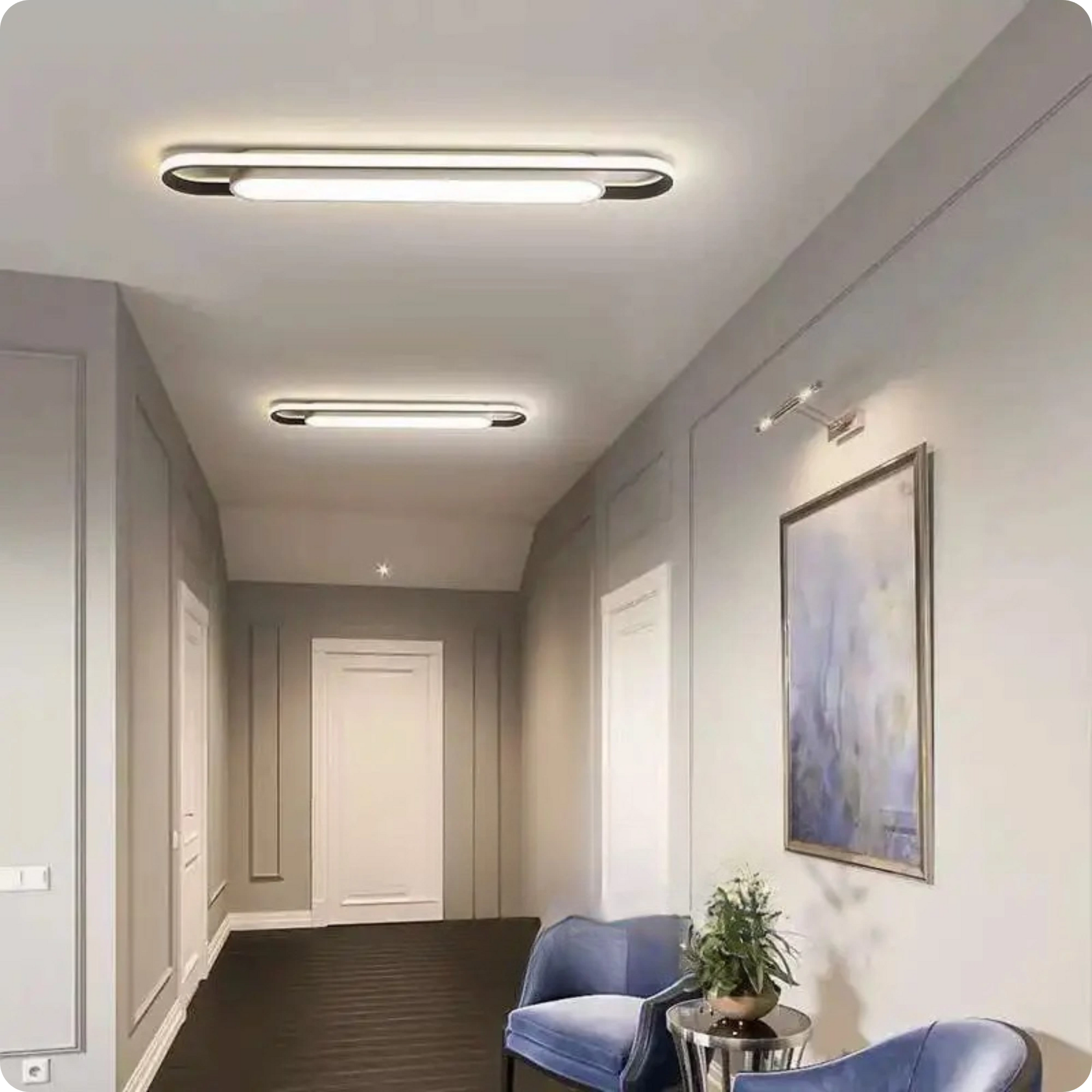 Plafonnier LED minimaliste moderne avec bandes lumineuses - PlafonnierDeco