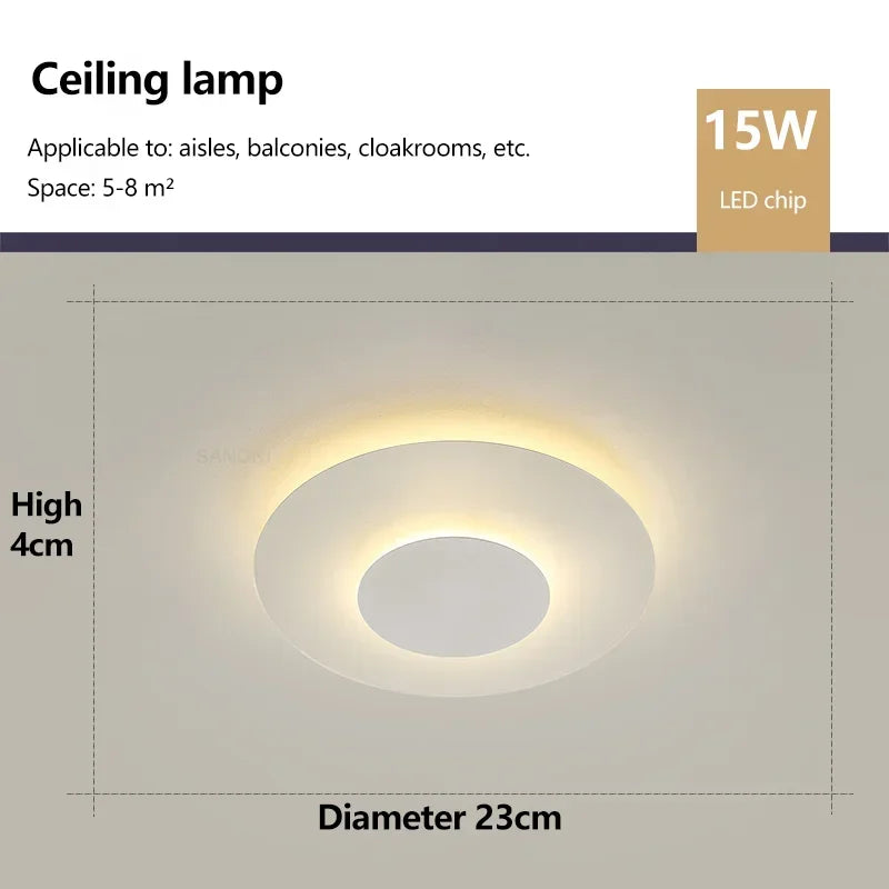 Plafonnier LED Moderne Blanc Acrylique Grande Surface | Style Nordique