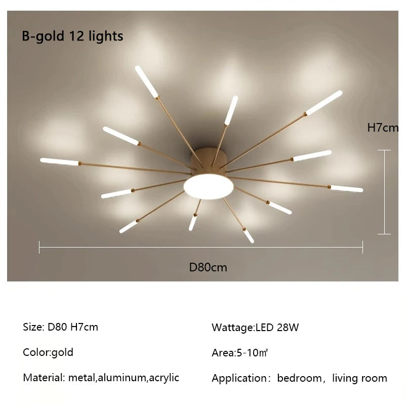 Plafonnier LED Spirale Artificielle Acrylique Dimmable avec 12 Lumières Neutres