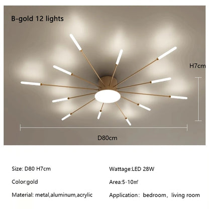 Plafonnier LED Spirale Artificielle Acrylique Dimmable avec 12 Lumières Neutres