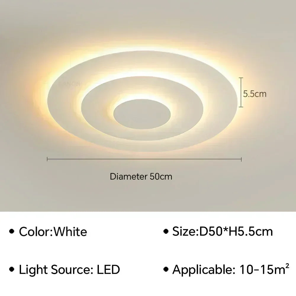 Plafonnier LED Moderne Blanc Acrylique Grande Surface | Style Nordique