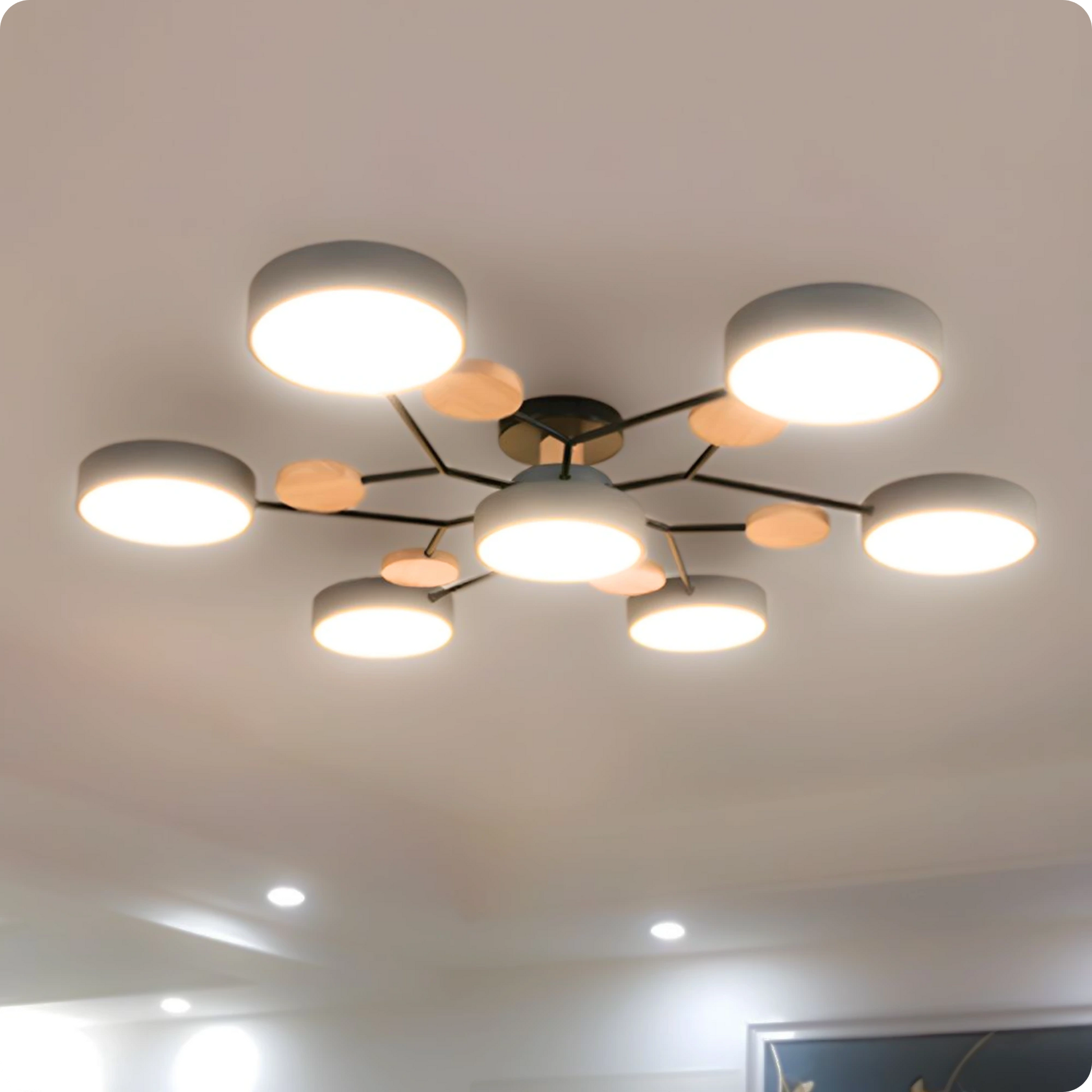 Plafonnier Moderne Design 5 Bras LED | Lumière à 3 Couleurs - PlafonnierDeco