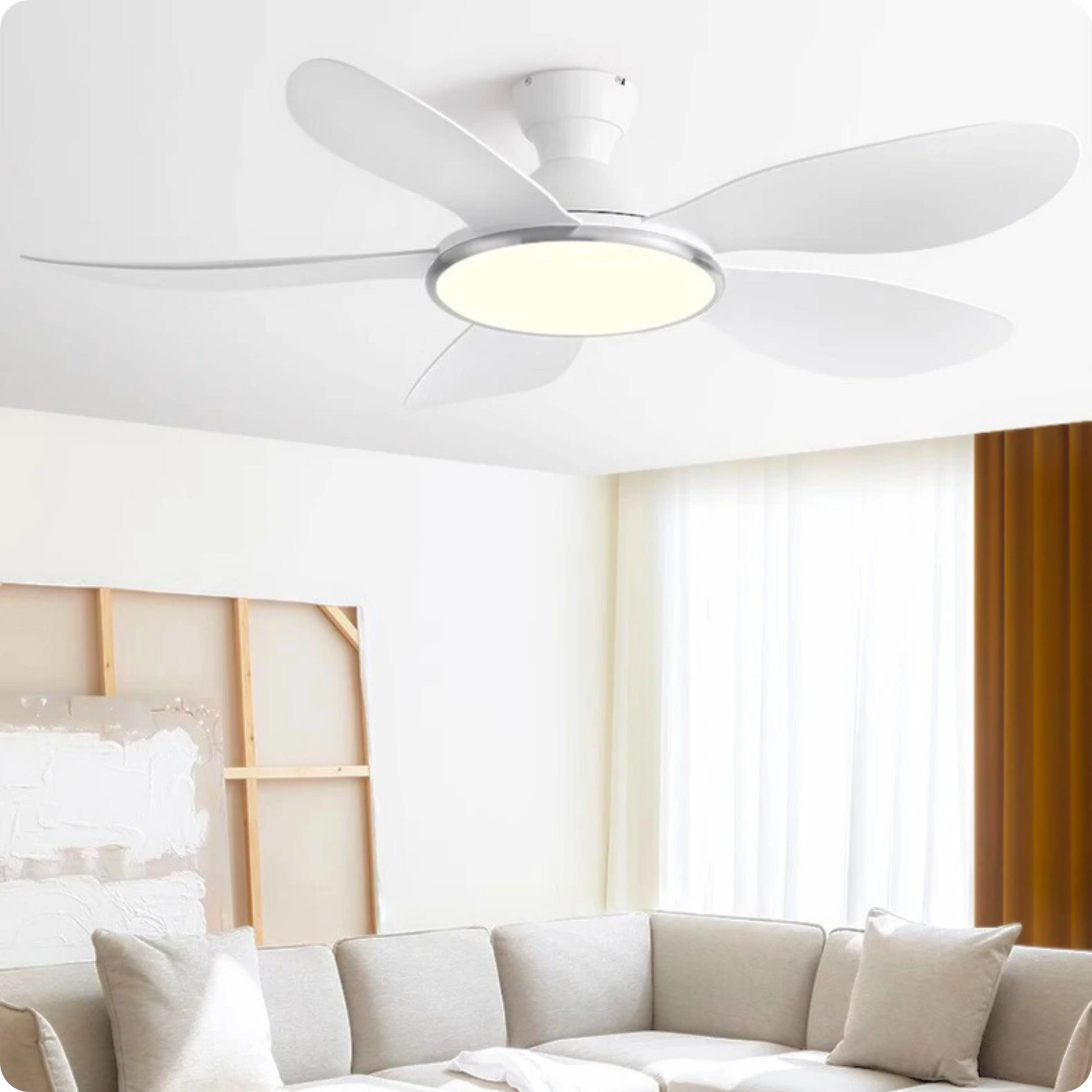 Plafonnier Ventilateur Moderne 5 Pales ABS LED 3 Couleurs Télécommande - PlafonnierDeco