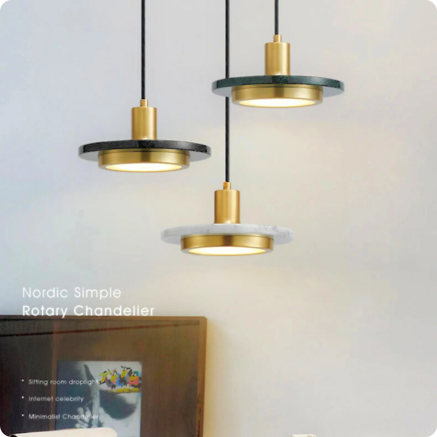 Suspension Moderne en Marbre LED Lumière Chaude 12W - PlafonnierDeco