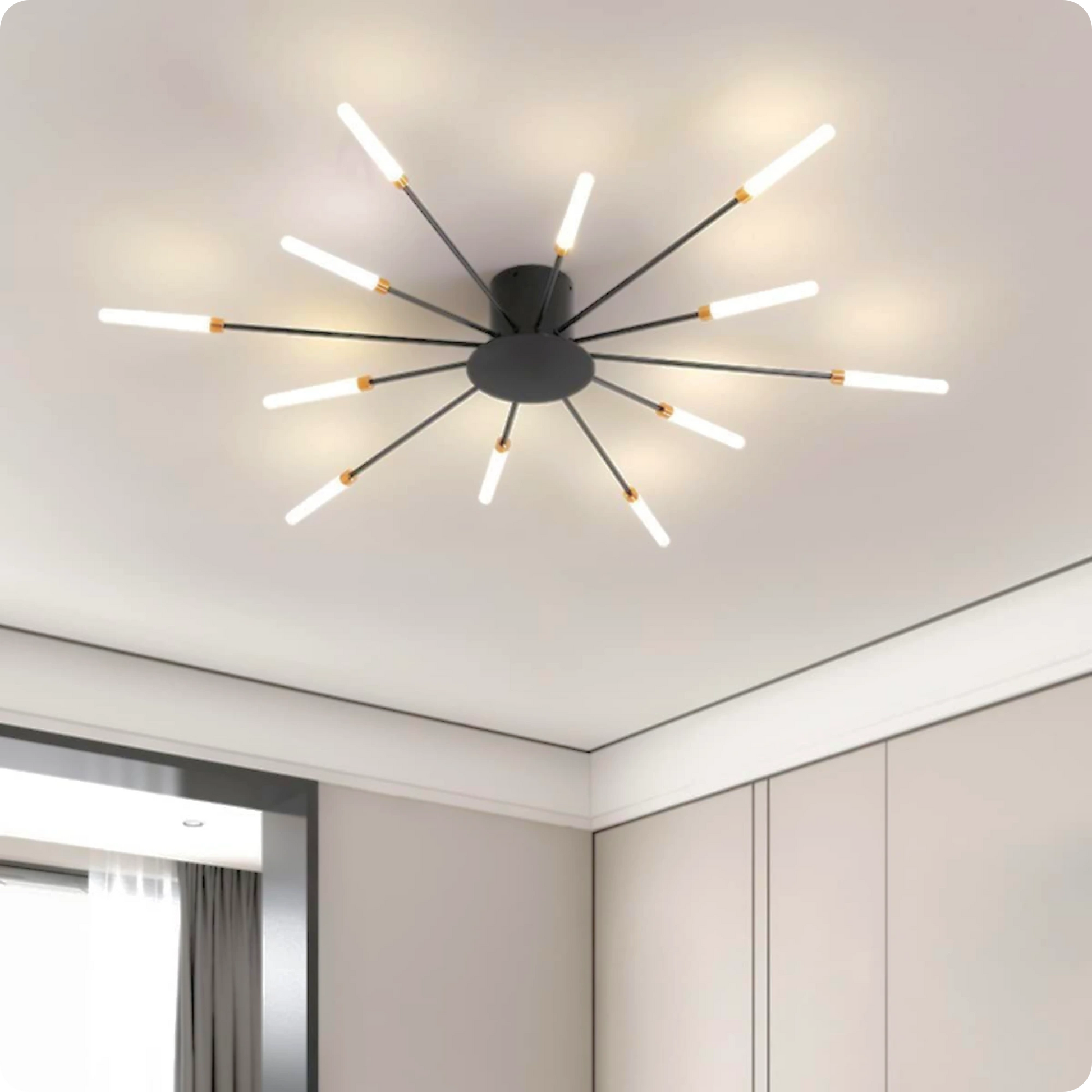Plafonnier LED Noir Spirale Artificielle Acrylique Dimmable avec 12 Lumières Neutres - PlafonnierDeco