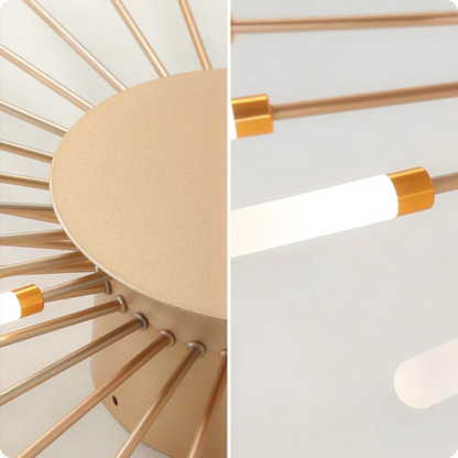Plafonnier LED Or Spirale Artificielle Acrylique Dimmable avec 12 Lumières Neutres - PlafonnierDeco