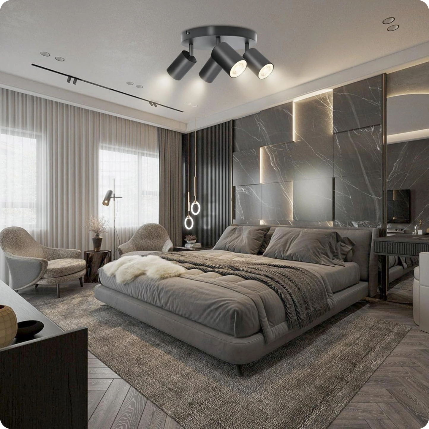 Plafonnier Design Noir Éco-Énergie GU10 Métal pour Intérieur Moderne - PlafonnierDeco