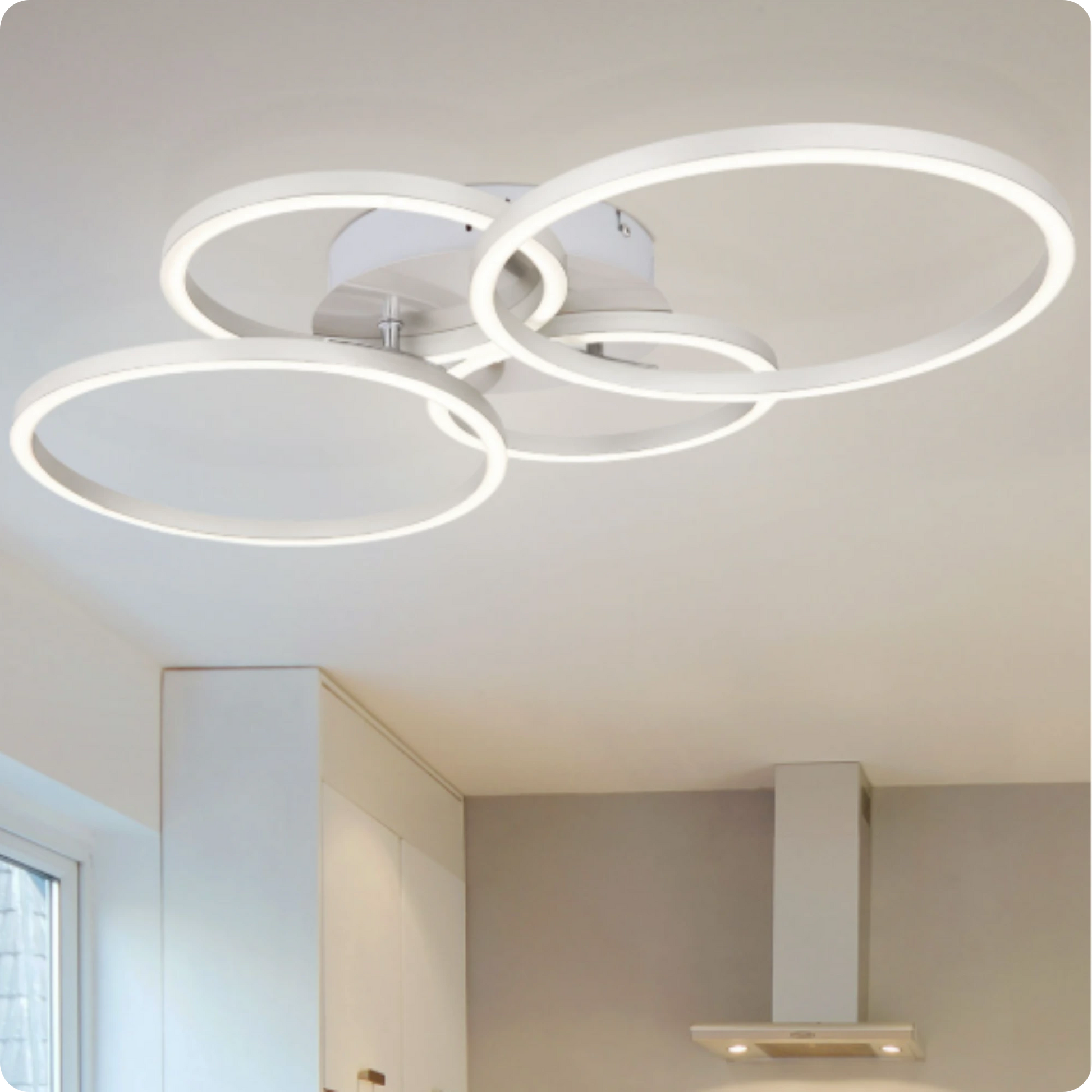 Plafonnier Design LED Anneaux Superposés Blanc avec Télécommande APP - PlafonnierDeco