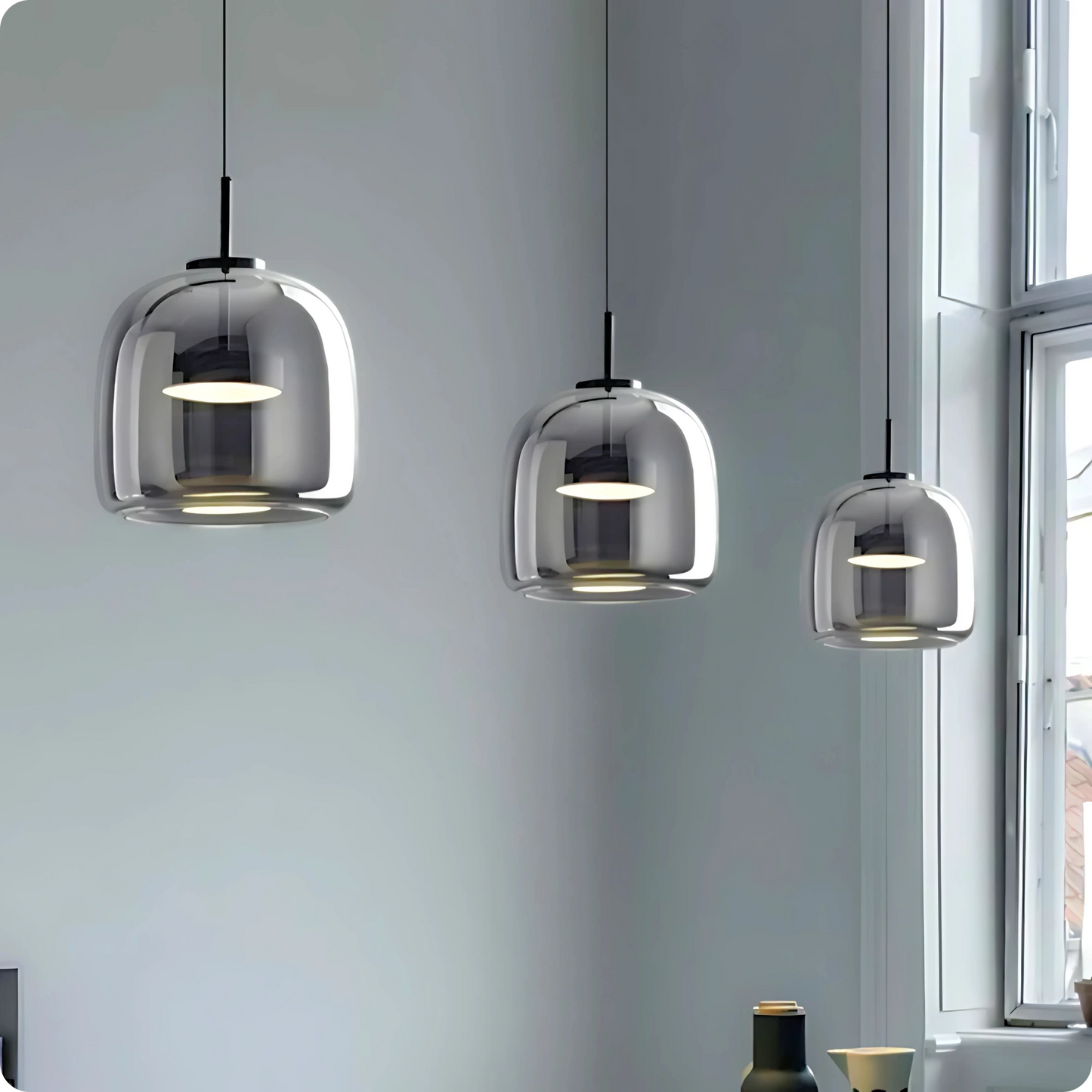 Plafonnier Suspension Design Verre Fumé LED à Intensité Réglable - PlafonnierDeco