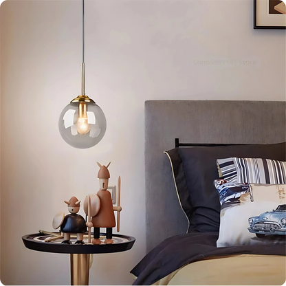 Plafonnier Boule Gris Fumé - Suspension Moderne Style Nordique - PlafonnierDeco