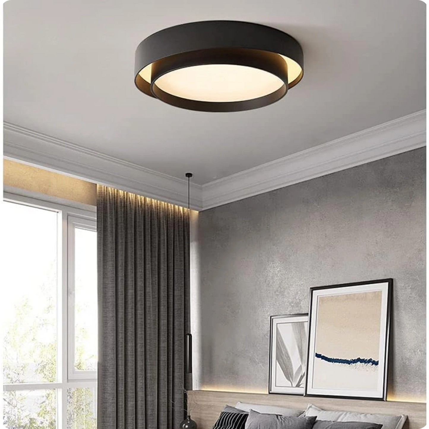 Plafonnier design circulaire en fer et acrylique avec lumière modulable - PlafonnierDeco