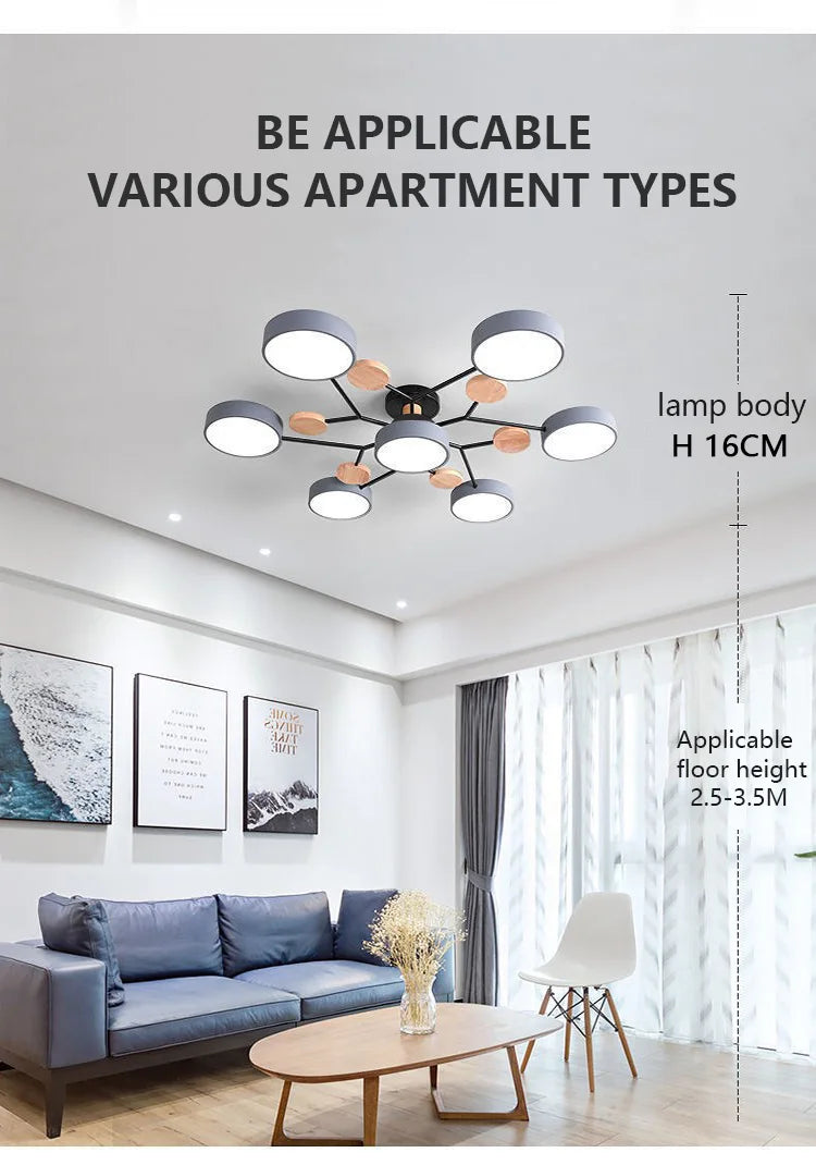 Plafonnier Moderne Design 5 Bras LED | Lumière à 3 Couleurs