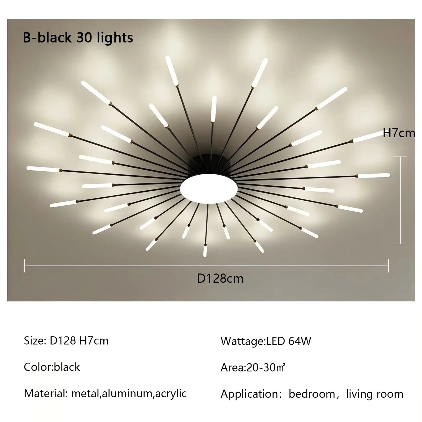 Plafonnier LED Spirale Artificielle Acrylique Dimmable avec 12 Lumières Neutres