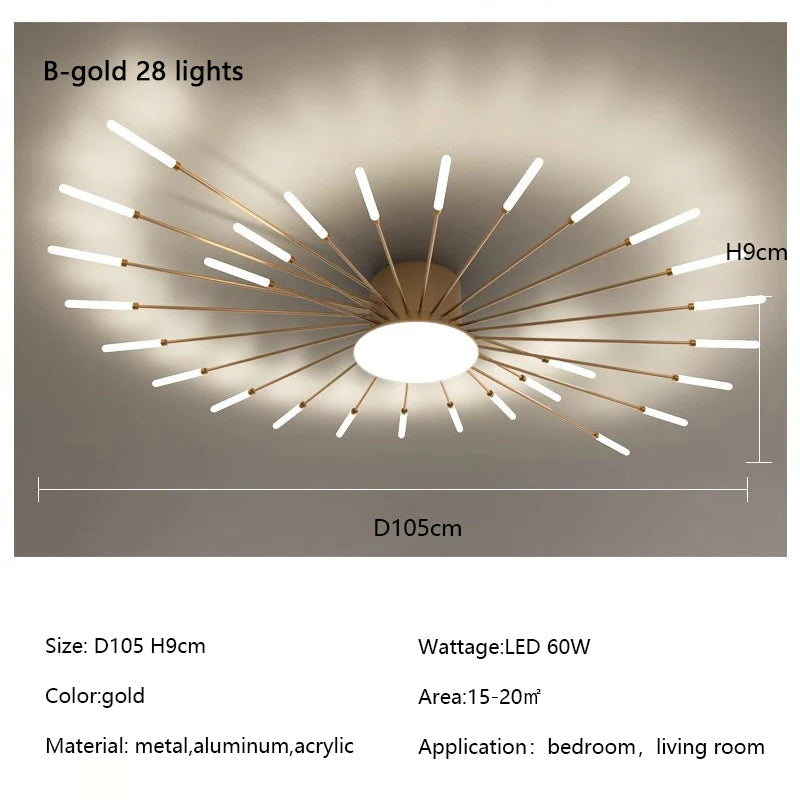 Plafonnier LED Spirale Artificielle Acrylique Dimmable avec 12 Lumières Neutres