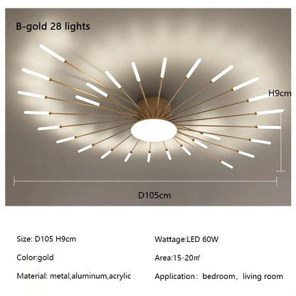 Plafonnier LED Spirale Artificielle Acrylique Dimmable avec 12 Lumières Neutres