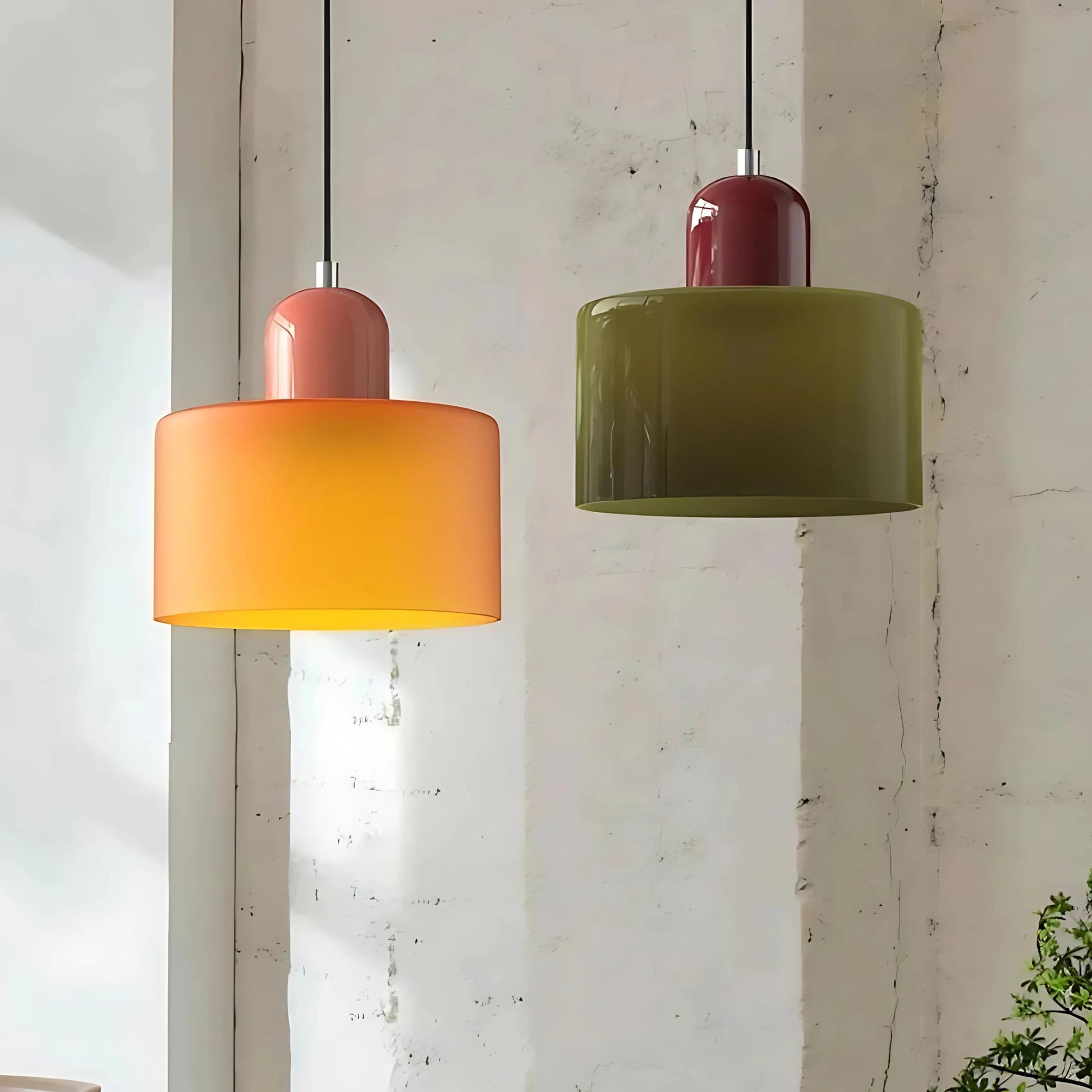 Plafonnier Design Verre Vert Fumé en Suspension Longue LED E27 - PlafonnierDeco