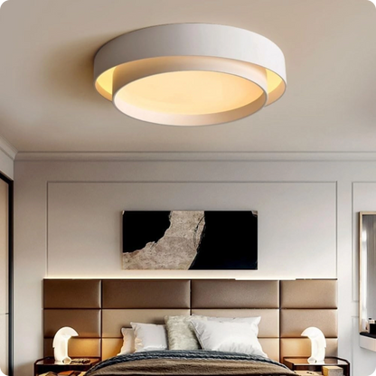 Plafonnier design circulaire en fer et acrylique avec lumière modulable - PlafonnierDeco